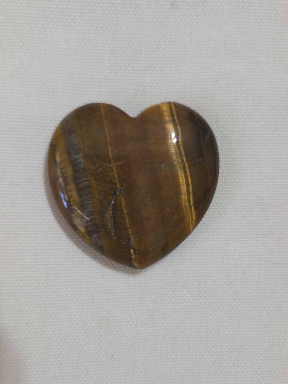 Heart-Shaped Tiger's Eye Palm Stone - Brown & Gold